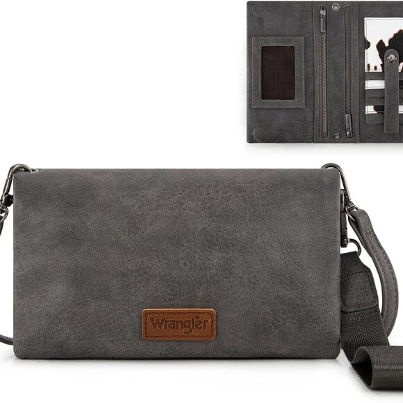 Elegant B-Gray Wrangler Women's Bifold Wallet with RFID Protection and Clutch - Picture 6 of 6